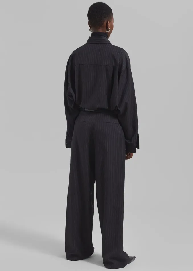 Women Kerry Trousers 8211 Black Pinstripe The Frankie Shop Bottoms