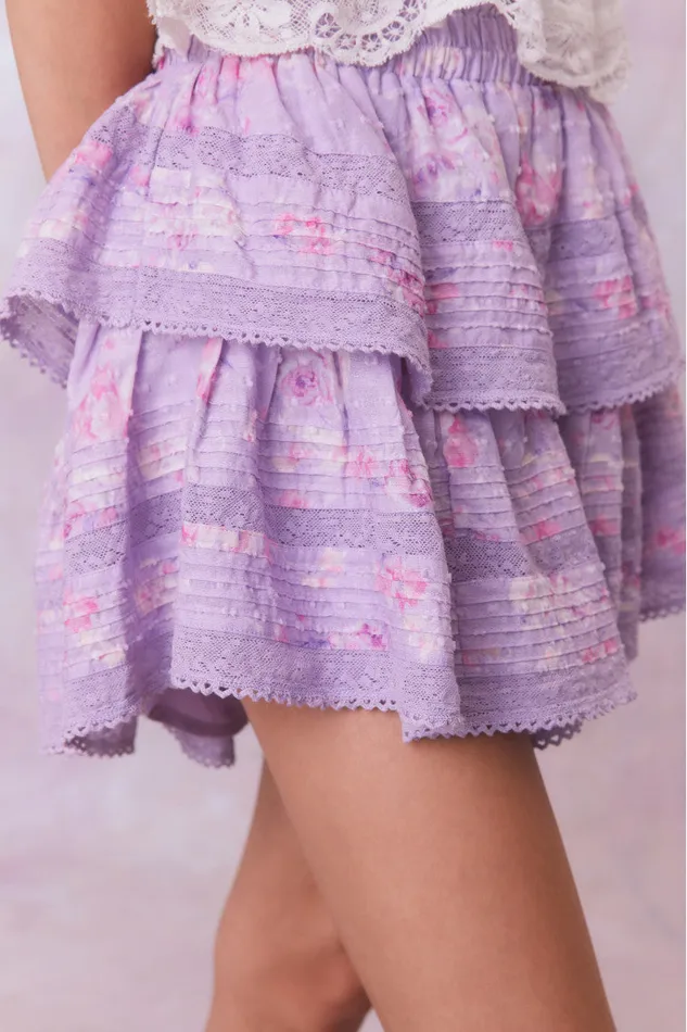 WomenKids Skirts LoveShackFancy Ruffle Mini Signature Fragrance Print Skirt Hibiscus