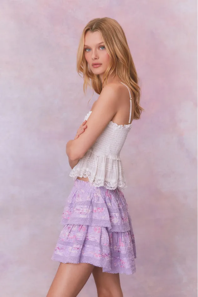WomenKids Skirts LoveShackFancy Ruffle Mini Signature Fragrance Print Skirt Hibiscus