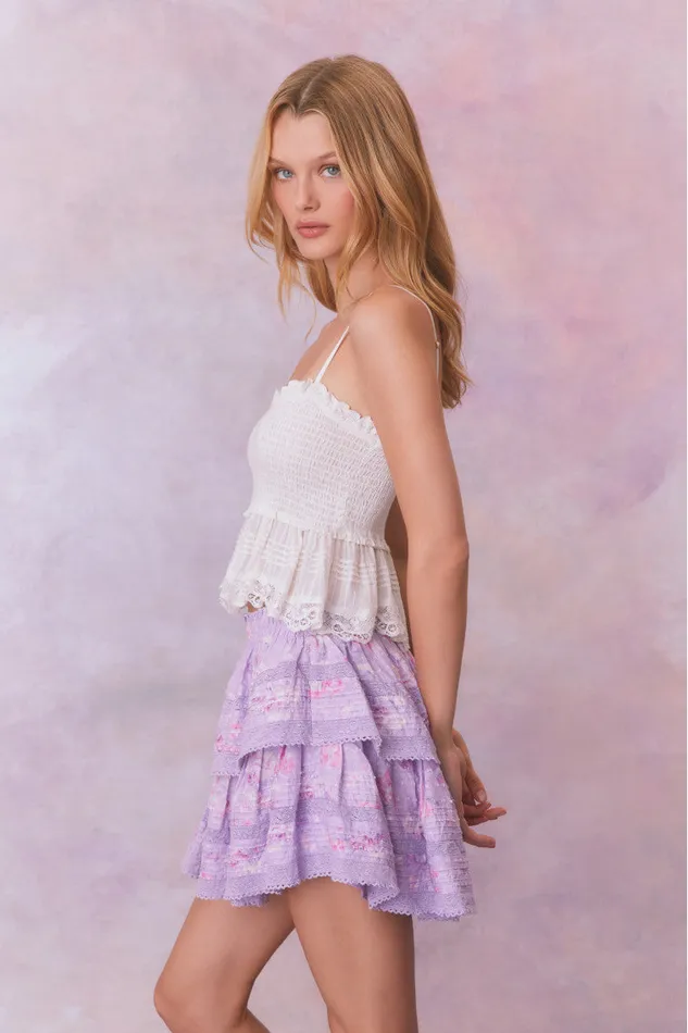 WomenKids Skirts LoveShackFancy Ruffle Mini Signature Fragrance Print Skirt Hibiscus