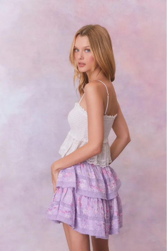 WomenKids Skirts LoveShackFancy Ruffle Mini Signature Fragrance Print Skirt Hibiscus