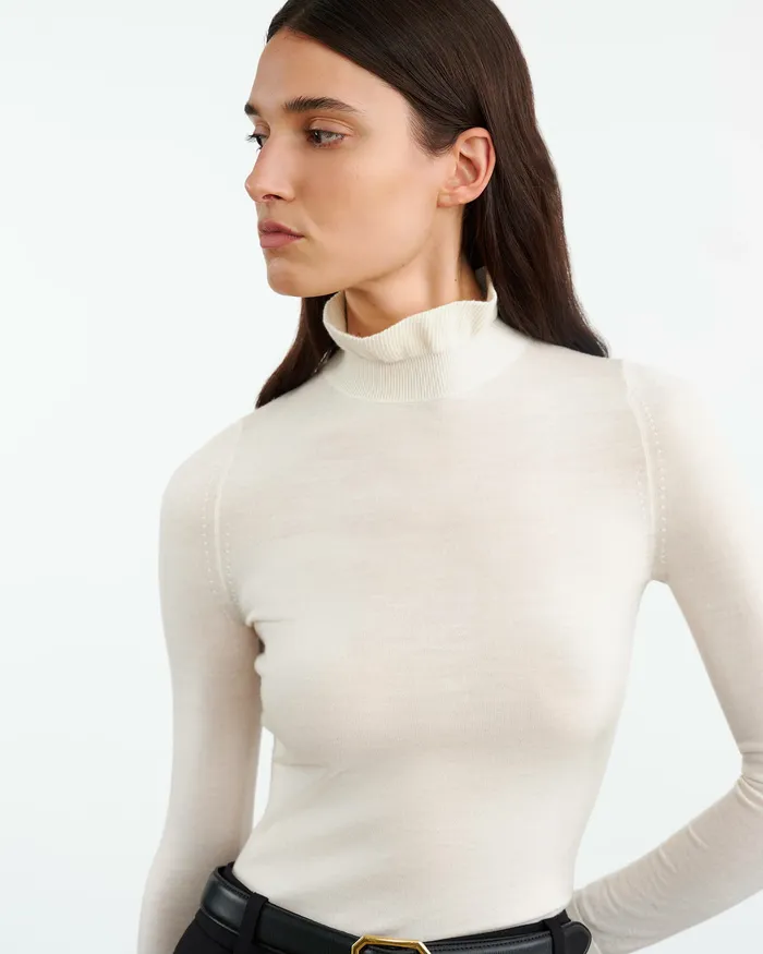 Women Knits and Sweaters Nili Lotan BOBBIE TURTLENECK SWEATER Ivory