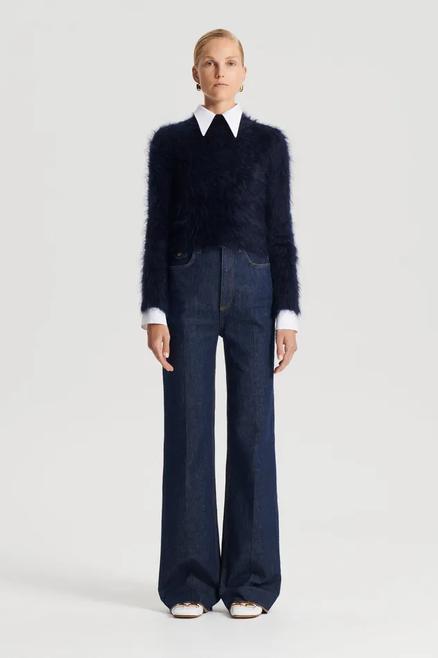 Women Knitwear Scanlan Theodore BRUSHED MOHAIR SLIM SWEATER NAVY
