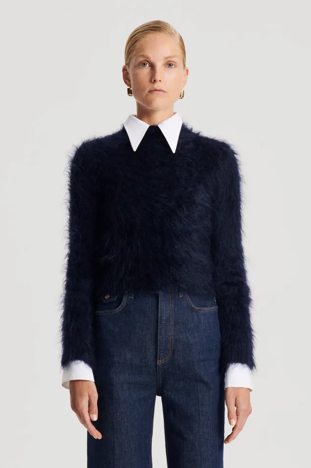 Women Knitwear Scanlan Theodore BRUSHED MOHAIR SLIM SWEATER NAVY