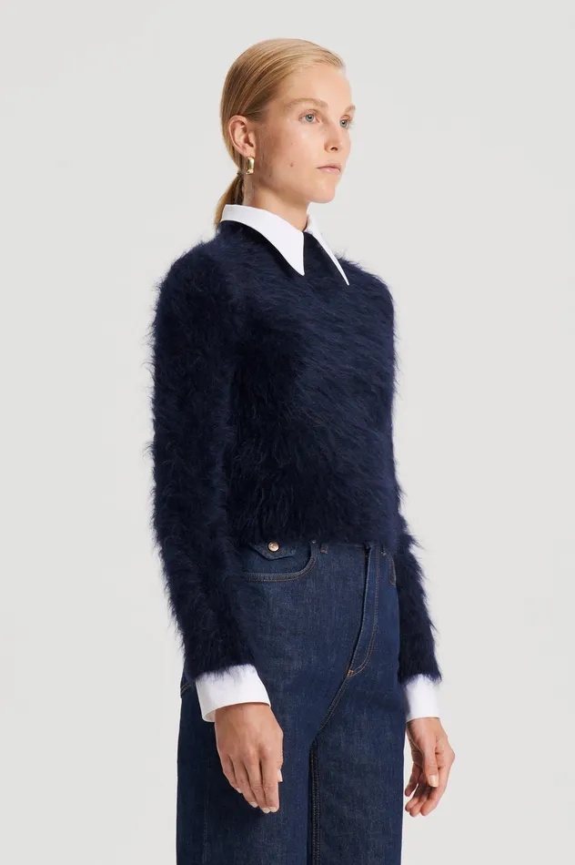 Women Knitwear Scanlan Theodore BRUSHED MOHAIR SLIM SWEATER NAVY