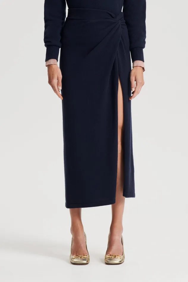 Women Knitwear Scanlan Theodore CASHMERE SARONG SKIRT NAVY Women Knitwear Scanlan Theodore CASHMERE SARONG SKIRT NAVY