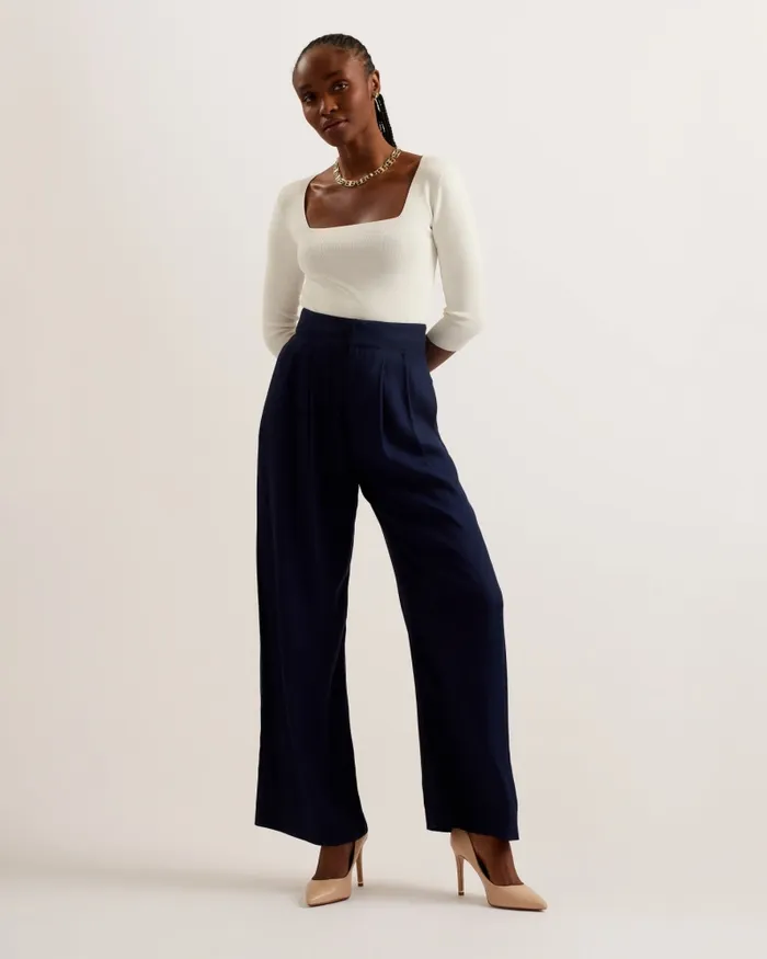 Women KRISSI 8211 Wide Leg Trousers Navy Ted Baker Trousers and Shorts Women KRISSI 8211 Wide Leg Trousers Navy Ted Baker Trousers and Shorts