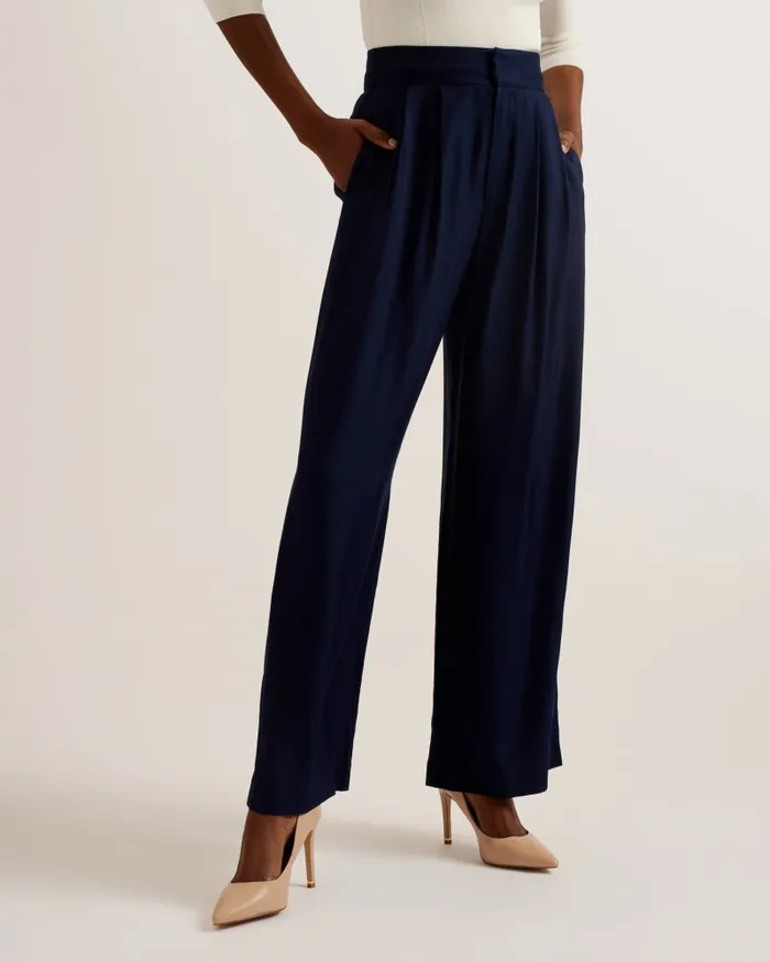 Women KRISSI 8211 Wide Leg Trousers Navy Ted Baker Trousers and Shorts Women KRISSI 8211 Wide Leg Trousers Navy Ted Baker Trousers and Shorts