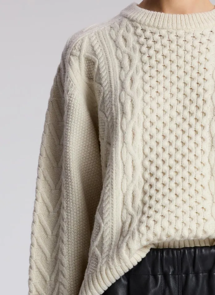 Women Kyra Merino Cable Knit Sweater Off White ALC Knitwear