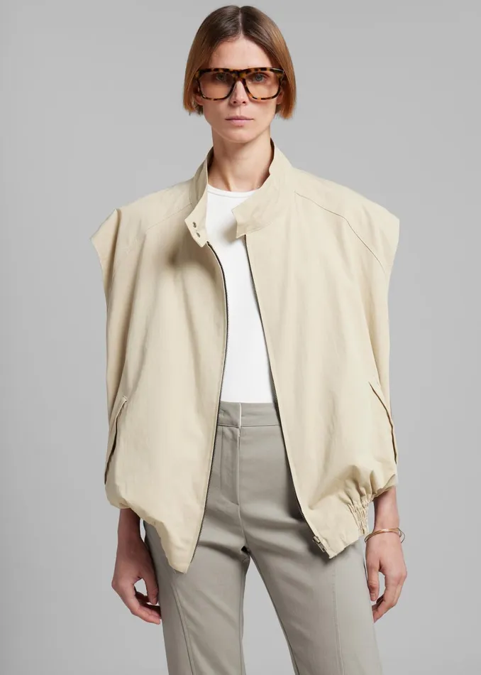 Women Lance Sleeveless Bomber Jacket 8211 Beige The Frankie Shop Outerwear