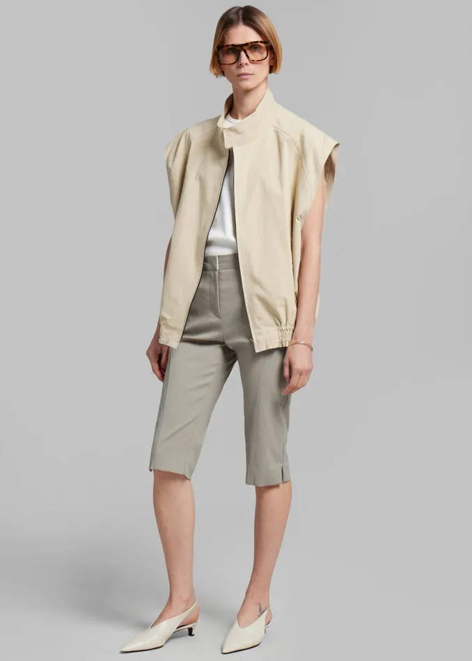 Women Lance Sleeveless Bomber Jacket 8211 Beige The Frankie Shop Outerwear
