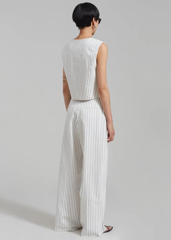 Women Landry Vest 8211 WhiteBlack Stripe The Frankie Shop Outerwear