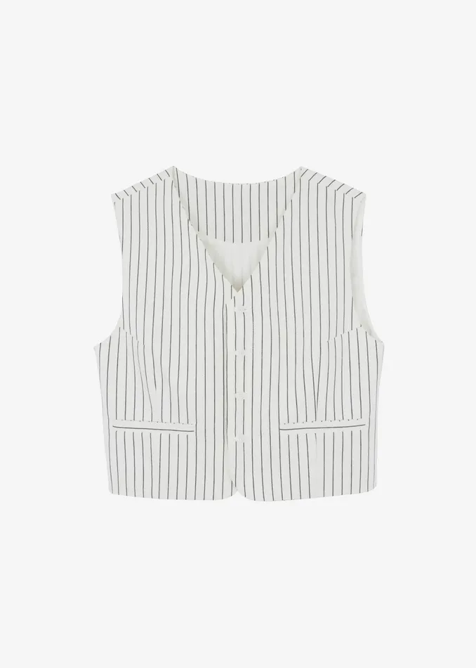 Women Landry Vest 8211 WhiteBlack Stripe The Frankie Shop Outerwear