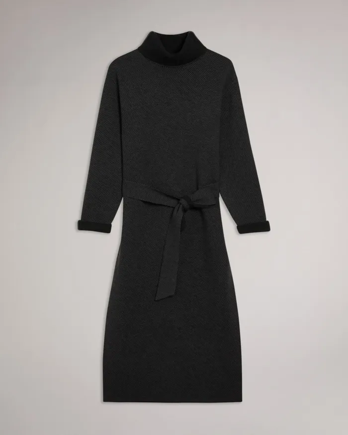 Women LARALEE 8211 Relaxed Fit Knitted Dress Dark Grey Ted Baker Dresses