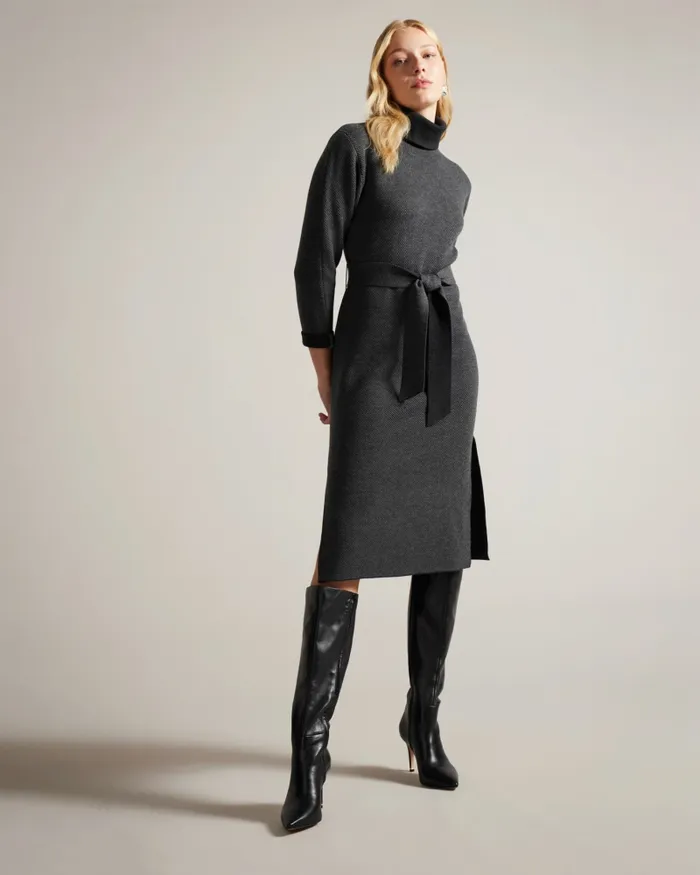 Women LARALEE 8211 Relaxed Fit Knitted Dress Dark Grey Ted Baker Dresses