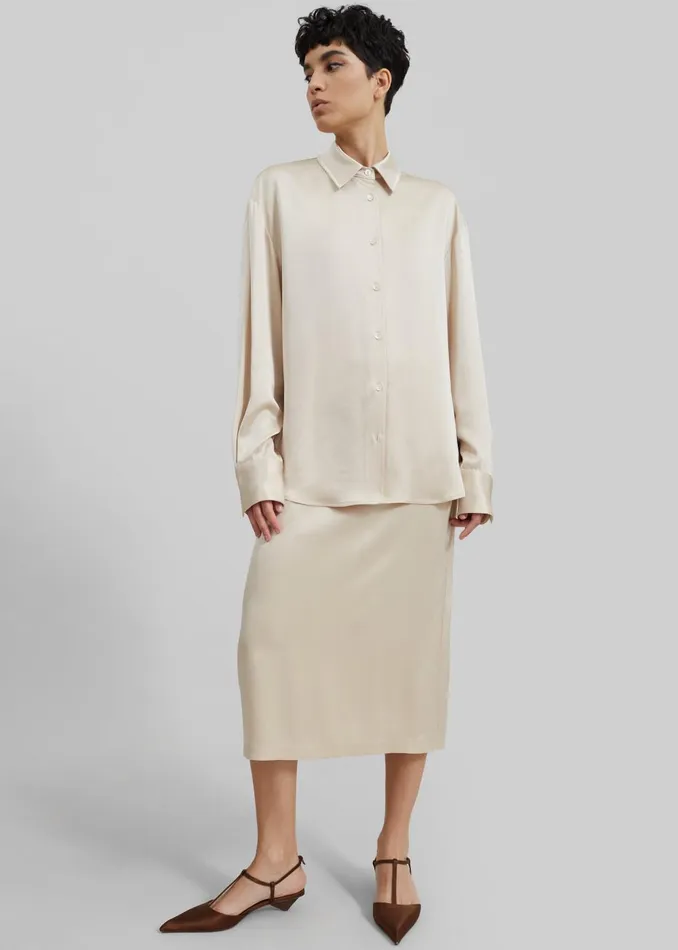 Women Lea Satin Midi Skirt 8211 Ivory The Frankie Shop Bottoms