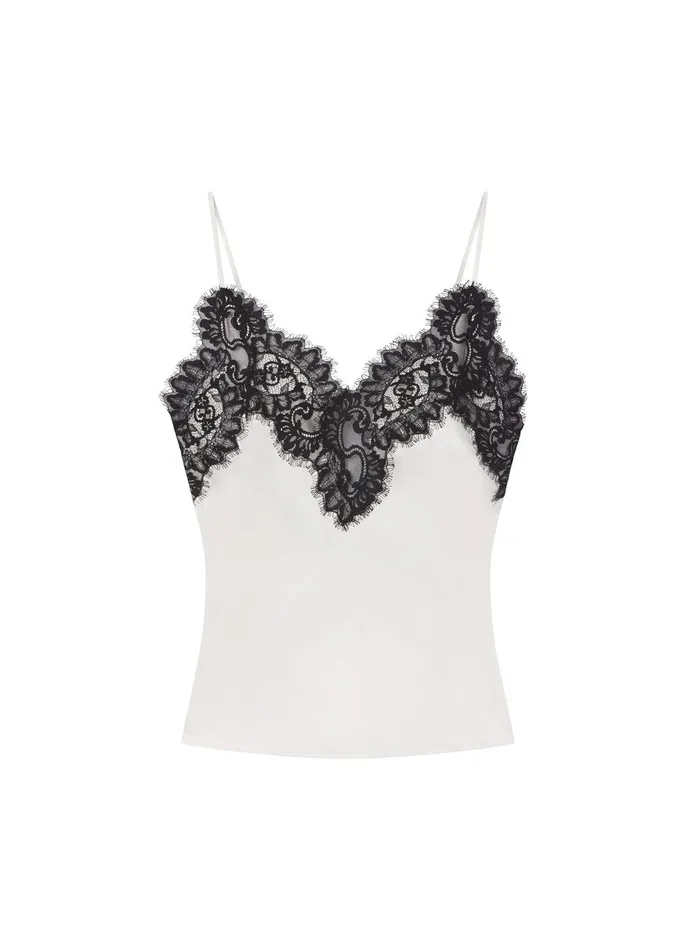 Women Lennon Satin And Lace Camisole Top Pearlblack ALC Tees and Tanks
