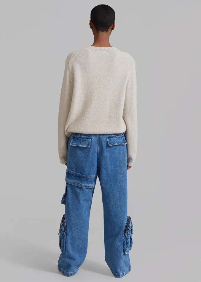 Women Lenny Cargo Jeans 8211 Blue Denim The Frankie Shop Bottoms