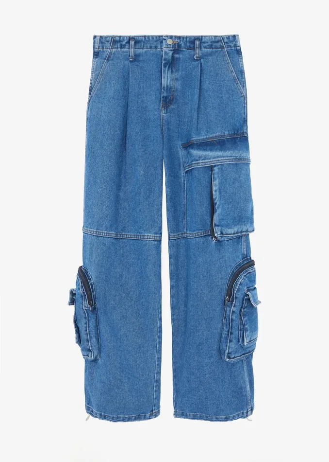 Women Lenny Cargo Jeans 8211 Blue Denim The Frankie Shop Bottoms