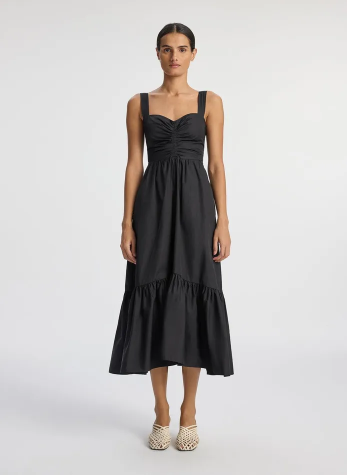 Women Lilah II Cotton Midi Dress Black ALC Dresses