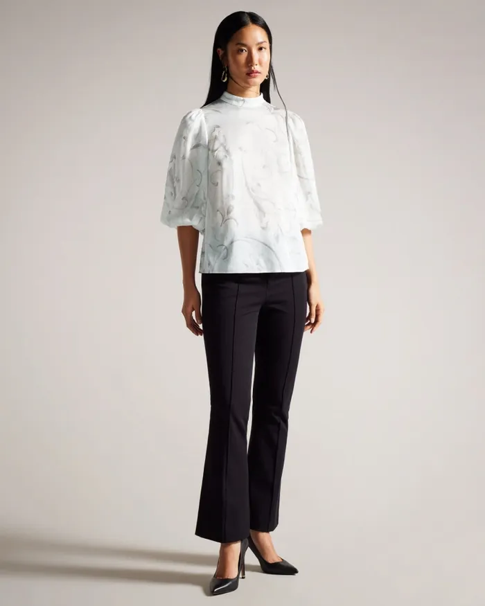Women LILIOH 8211 High Neck Balloon Sleeve Blouse Ivory Ted Baker Tops and Blouses Women LILIOH 8211 High Neck Balloon Sleeve Blouse Ivory Ted Baker Tops and Blouses