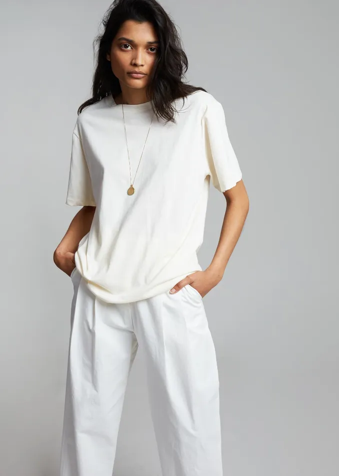 Women Lilou Simple Tee 8211 Beige The Frankie Shop Tops