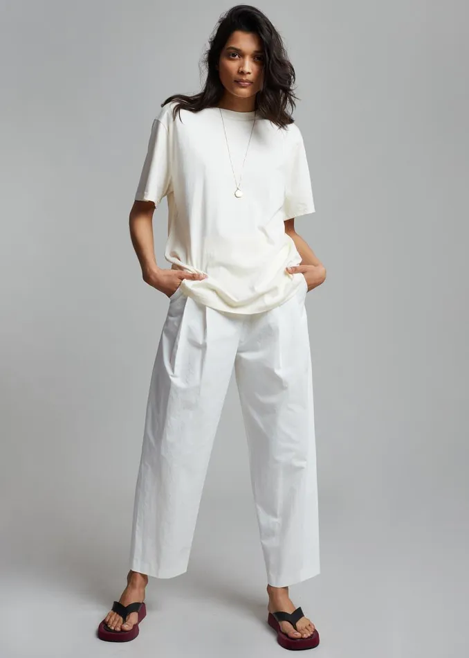 Women Lilou Simple Tee 8211 Beige The Frankie Shop Tops