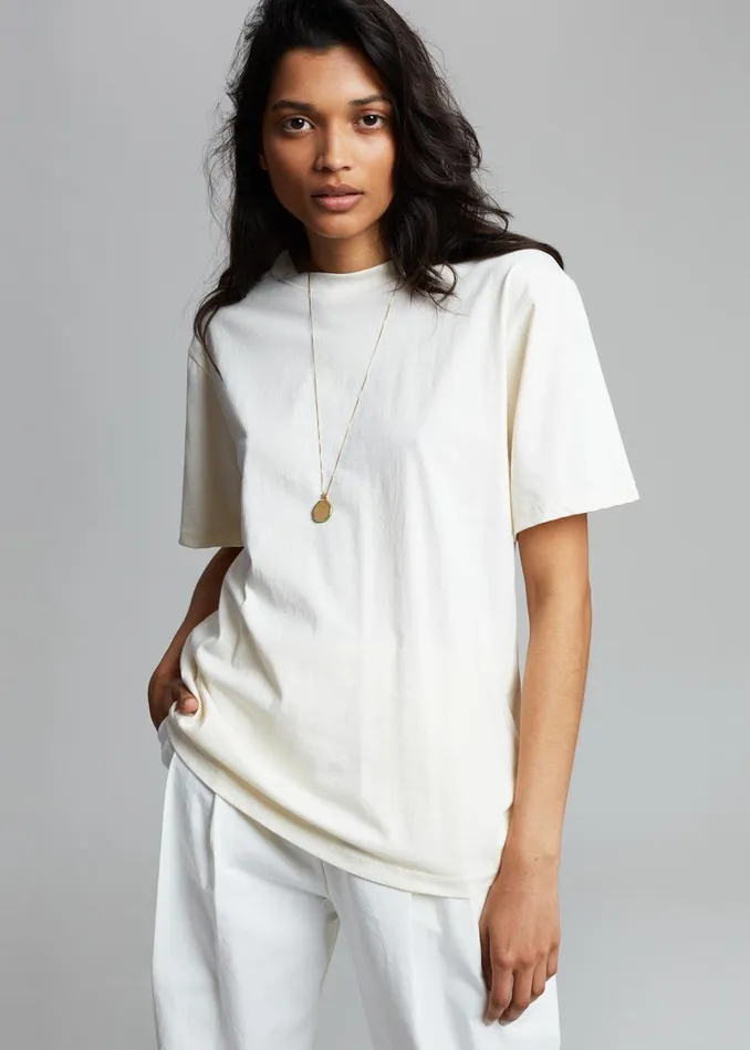 Women Lilou Simple Tee 8211 Beige The Frankie Shop Tops