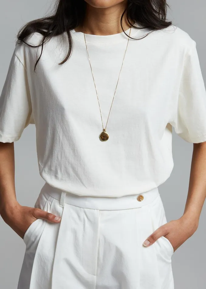 Women Lilou Simple Tee 8211 Beige The Frankie Shop Tops