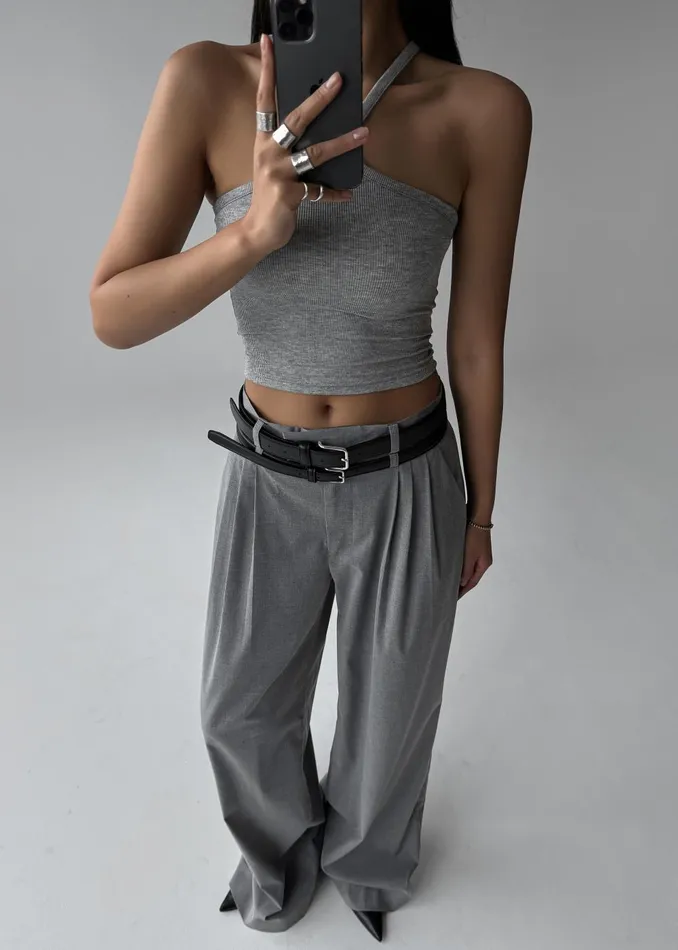 Women Linna Trousers 8211 Light Grey The Frankie Shop Bottoms