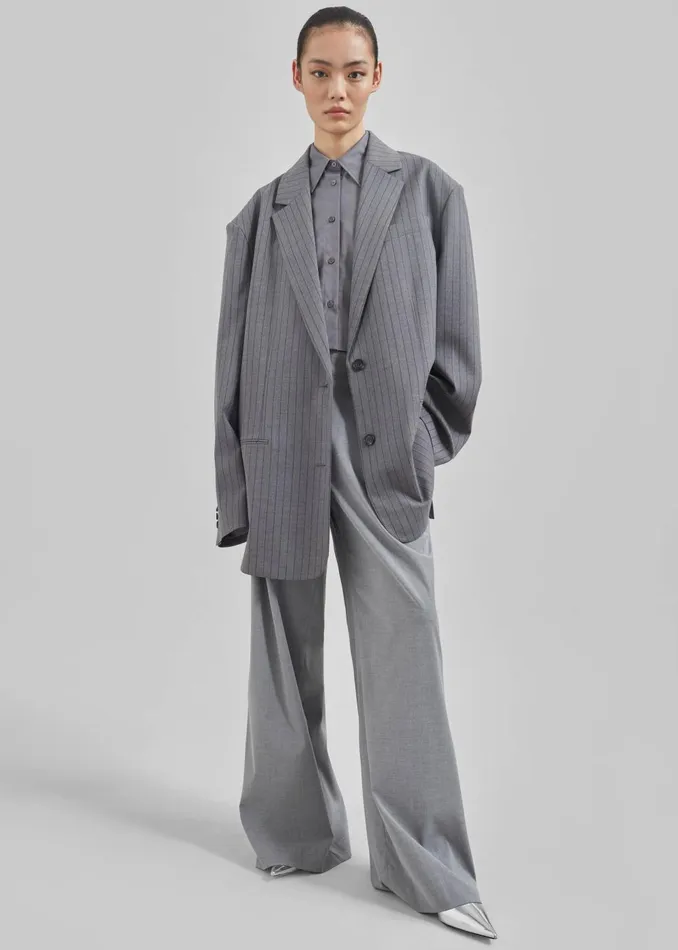 Women Linna Trousers 8211 Light Grey The Frankie Shop Bottoms