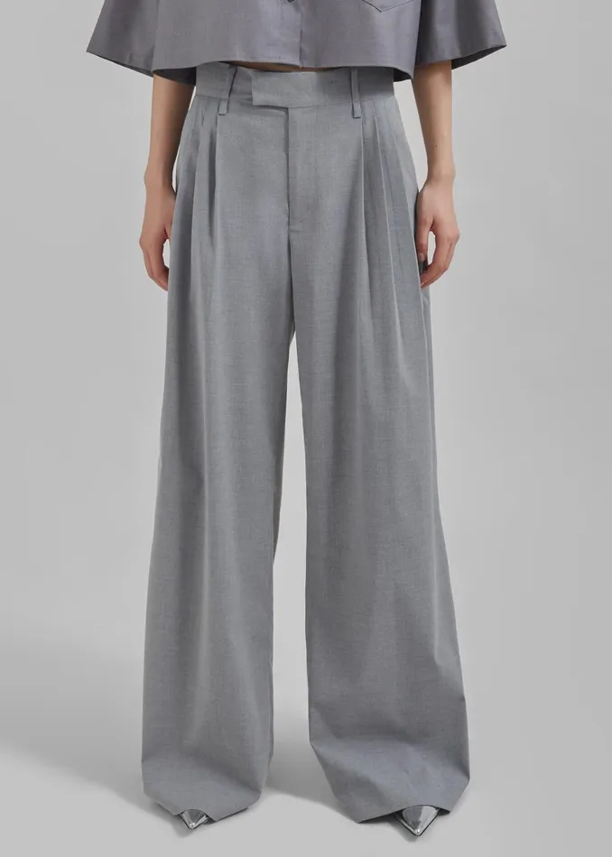 Women Linna Trousers 8211 Light Grey The Frankie Shop Bottoms
