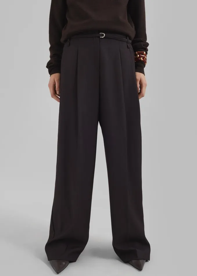 Women Loma Pintuck Trousers 8211 Brown The Frankie Shop Bottoms