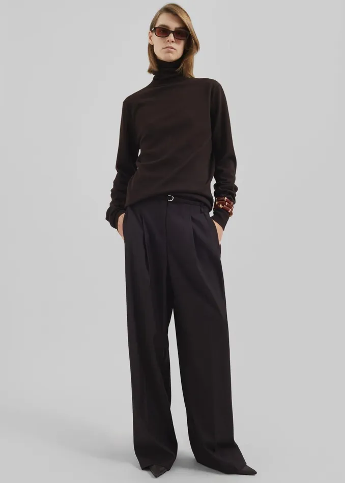 Women Loma Pintuck Trousers 8211 Brown The Frankie Shop Bottoms