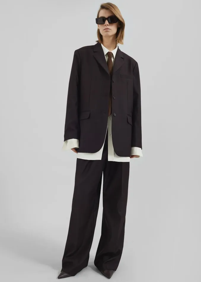 Women Loma Pintuck Trousers 8211 Brown The Frankie Shop Bottoms