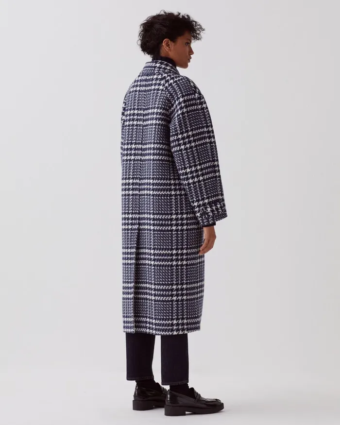 Women Long Coat Houndstooth Ble Comptoir Des Cotonniers Coats and Jackets