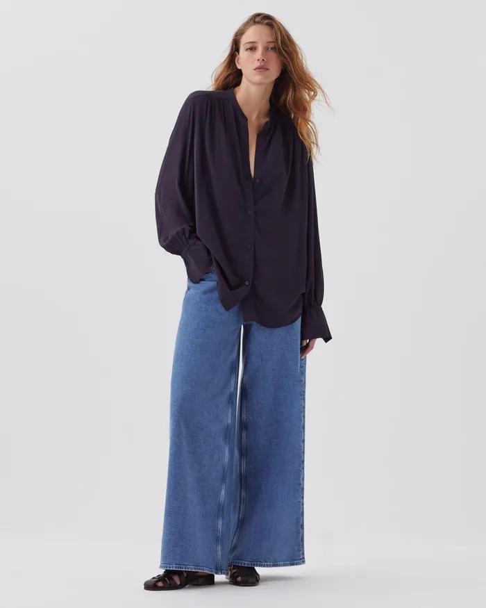 Women LongSleeve Silky Shirt Night Sky Comptoir Des Cotonniers Blouses and Shirts and Tops