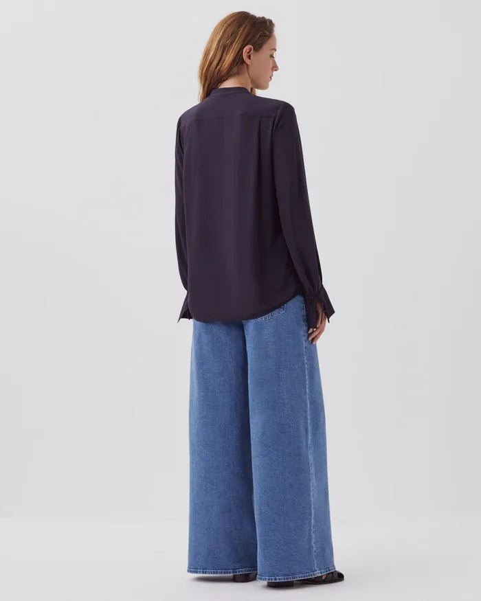 Women LongSleeve Silky Shirt Night Sky Comptoir Des Cotonniers Blouses and Shirts and Tops