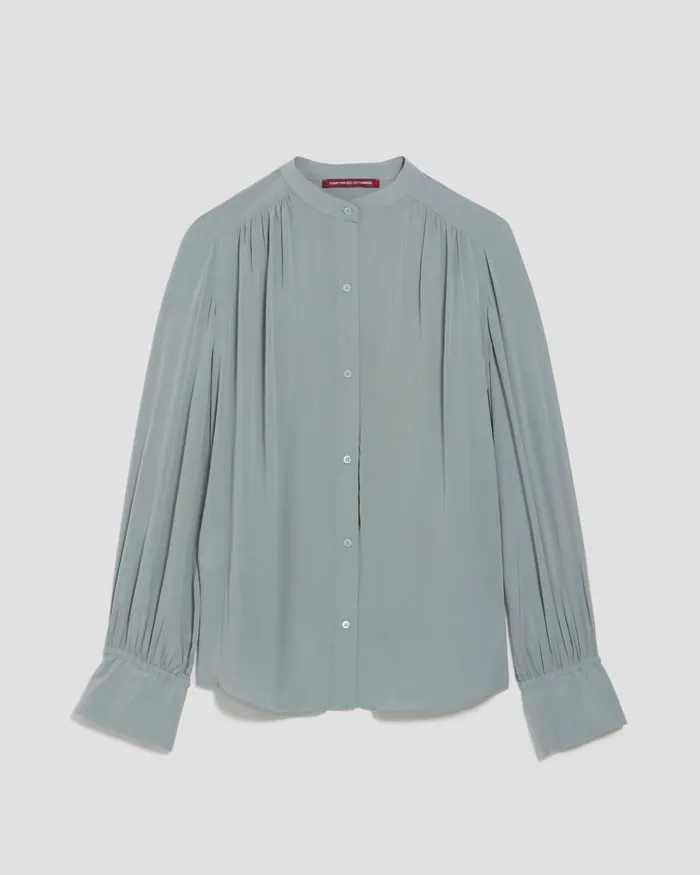 Women LongSleeve Silky Shirt Slate Blue Comptoir Des Cotonniers Blouses and Shirts and Tops Women LongSleeve Silky Shirt Slate Blue Comptoir Des Cotonniers Blouses and Shirts and Tops