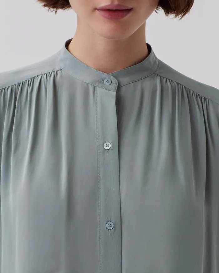 Women LongSleeve Silky Shirt Slate Blue Comptoir Des Cotonniers Blouses and Shirts and Tops Women LongSleeve Silky Shirt Slate Blue Comptoir Des Cotonniers Blouses and Shirts and Tops