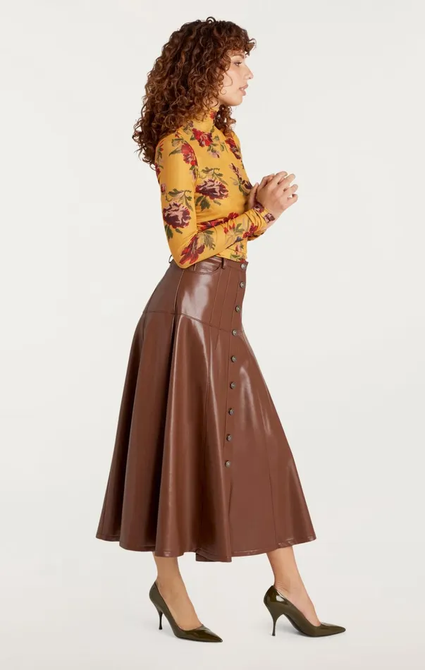 Women Long Sleeve Tops Cinq Sept Brigitte Floral Shirred Mesh Turtleneck Deep Gold Multi