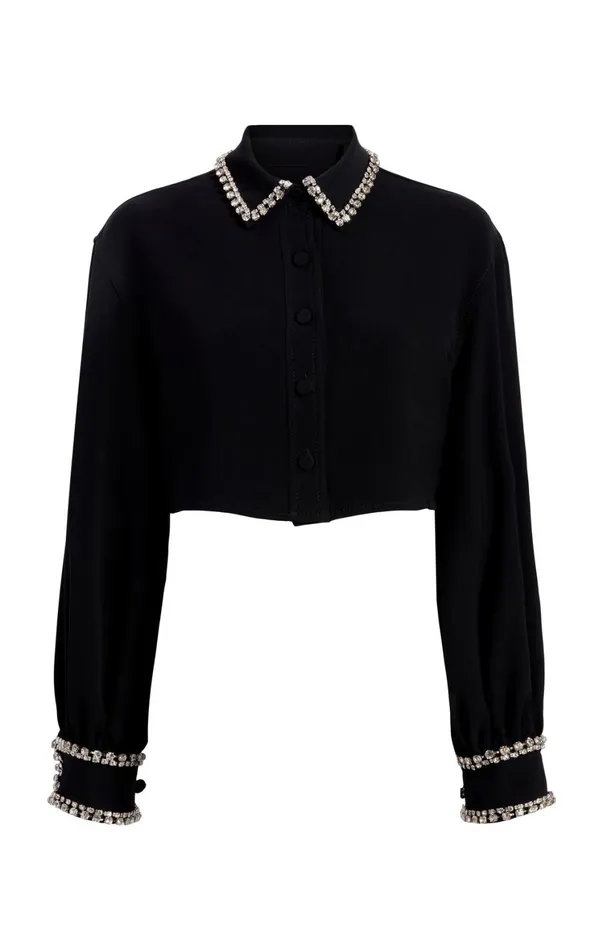 Women Long Sleeve Tops Cinq Sept Cropped Juneve Top Black