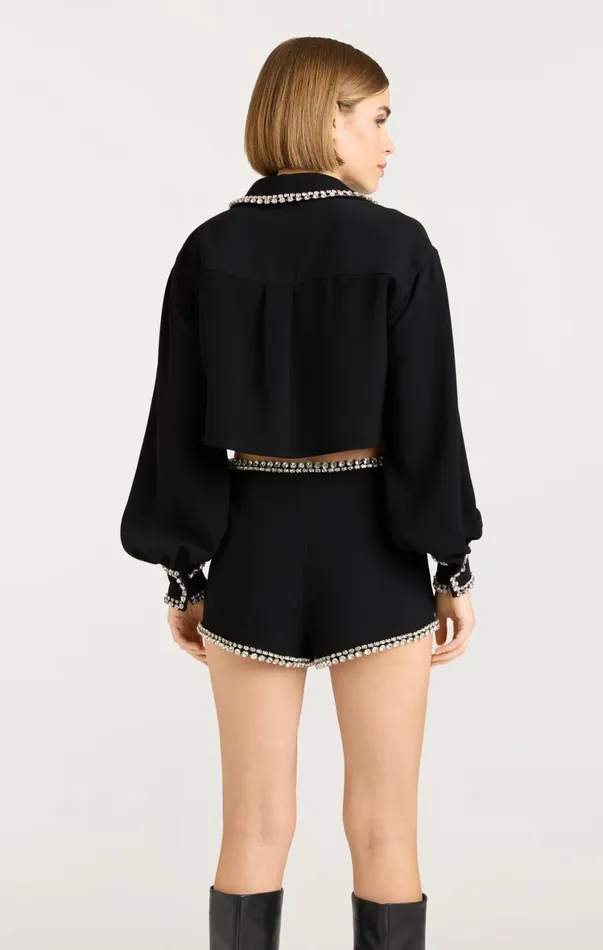 Women Long Sleeve Tops Cinq Sept Cropped Juneve Top Black