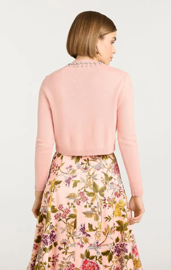Women Long Sleeve Tops Cinq Sept Isolde Embroidered Cardigan Soft Pink Multi