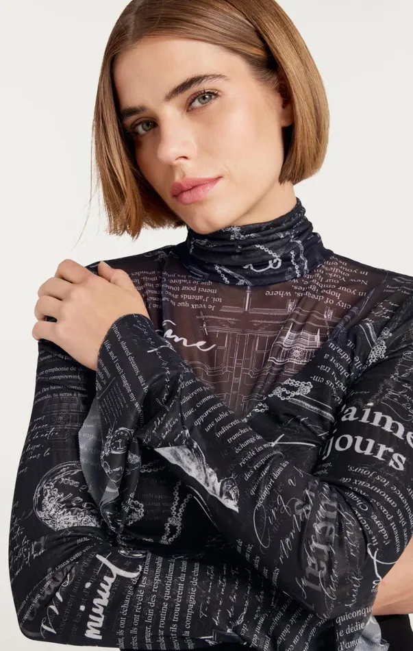 Women Long Sleeve Tops Cinq Sept Lucy Top Blackwhite