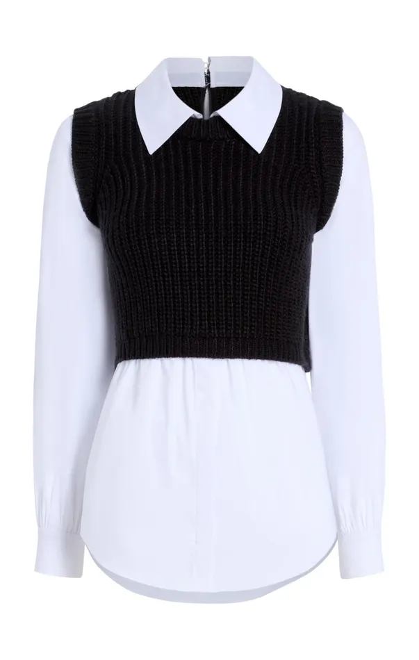 Women Long Sleeve Tops Cinq Sept Mara Shaker Pullover Black
