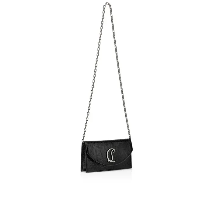 Women Loubi54 Clutch 8211 Star Specchio Leather 8211 Black Christian Louboutin Shoulder Bags