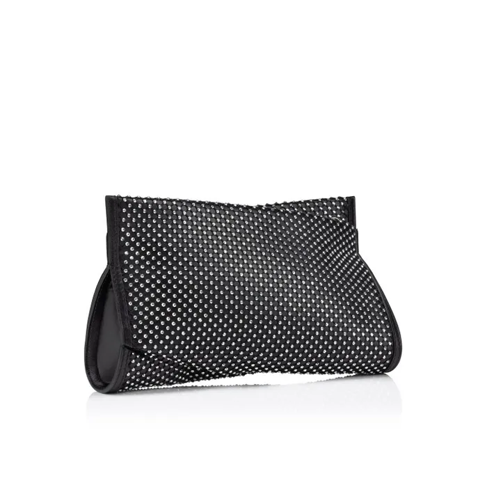 Women Loubitwist Small Clutch 8211 Nappa Leather Mesh And Strass 8211 Black Christian Louboutin Clutches and Evening Bags