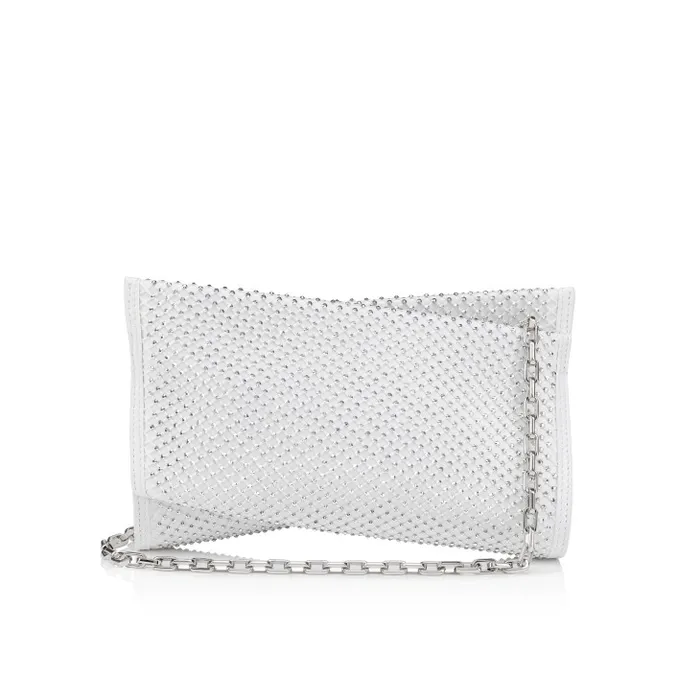Women Loubitwist Small Clutch 8211 Nappa Leather Mesh And Strass 8211 White Christian Louboutin Mini Bags