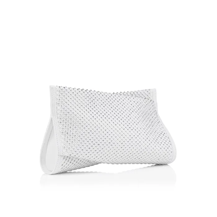 Women Loubitwist Small Clutch 8211 Nappa Leather Mesh And Strass 8211 White Christian Louboutin Mini Bags